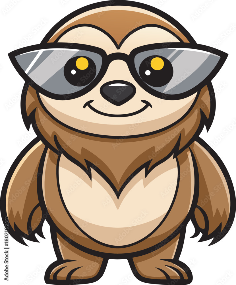 Naklejka premium Smiling sloth cartoon mascot character vector art