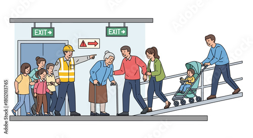 group, people, diverse, children, elderly, woman, safet