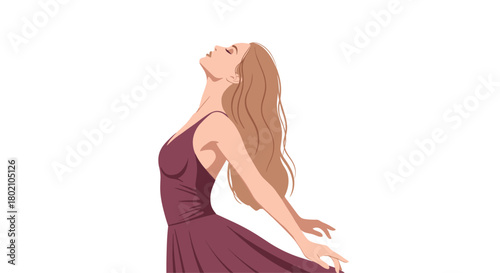 A woman with her eyes closed and arms outstretched enjoys a moment of peaceful serenity, basking in the warmth of the sun and embracing freedom.