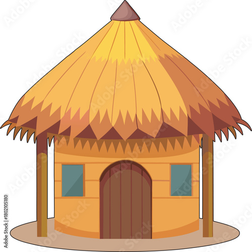 Thatched hut vector art 3