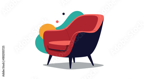 A vibrant, modern armchair illustration with abstract shapes in the background creates a stylish and inviting visual for interior design concepts or home decor themes.