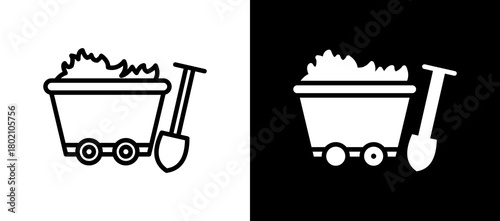 Coal Mining whiteblack icon