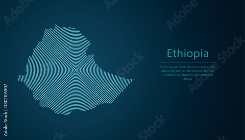 Ethiopia map contour with abstract circular line pattern
