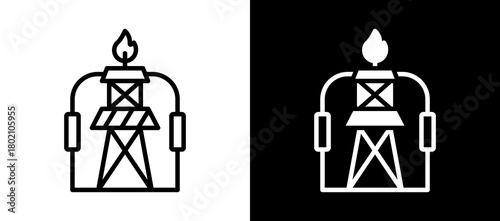 Drilling Rig whiteblack icon