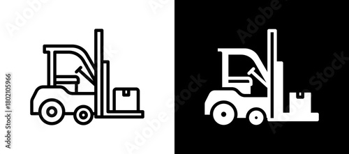 Forklift whiteblack icon