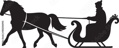  Winter Sleigh Silhouette Vector