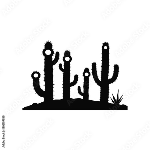 Desert Cactus With Stargate Opening Silhouette illustration.