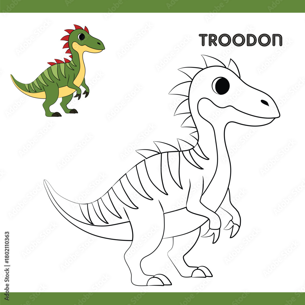 Fototapeta premium Troodon Copy Colour worksheet for kids