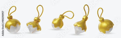 Set of elegant Christmas ornaments with glossy texture, perfect for festive design projects, holiday branding, packaging and winter decorations