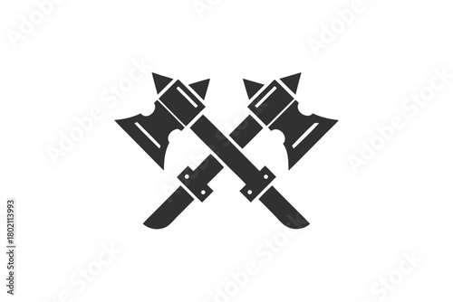 Two crossed battle axes create a powerful and striking heraldic monochrome symbol