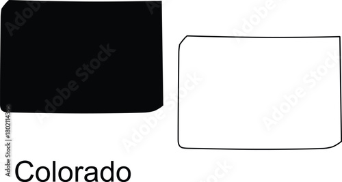 Black Colorado State Silhouette with Shadow on White Background outline [Converted]