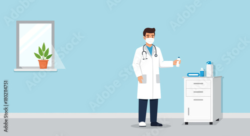 doctor, male, lab, coat, stethoscope, face, mask