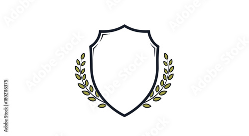 Elegant shield emblem with laurel wreath design, symbolizing protection, quality, and heritage, perfect for branding or vintage-inspired graphics.