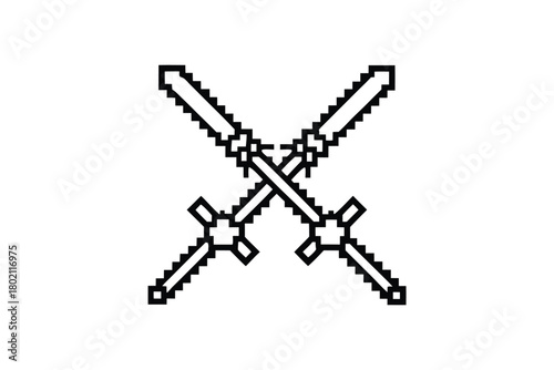 Two crossed rifles create a bold, modern symbol in the classic black and white