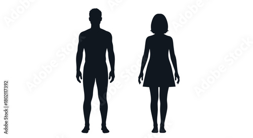 Silhouettes of a man and a woman standing side by side, representing gender diversity and human figures in a simple, graphic style.