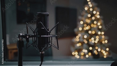 HD Christmas Podcast Mic Zoom Studio Opening