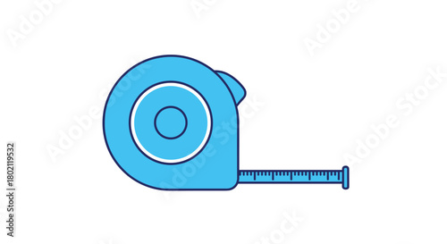 A bright blue retractable tape measure is shown against a white background, illustrating measurement and construction tools for DIY projects and professional use.