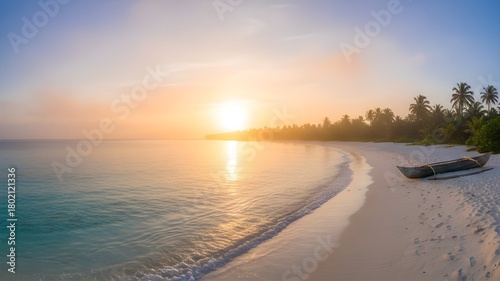First Sunrise of 2026 on Millennium Island, Kiribati — Golden Tropical Beach at Dawn
