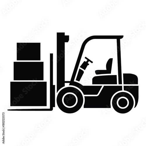 Forklift truck carrying boxes isolated on white background industrial vehicle for lifting and transporting heavy loads
