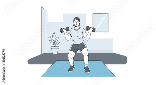Person doing dumbbell squats as home workout