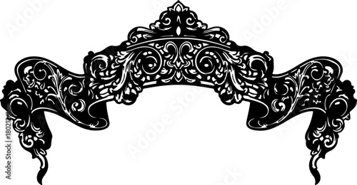 Elegant Decorative Banner Design A Detailed Floral Scrollwork Illustration for Creative Projects