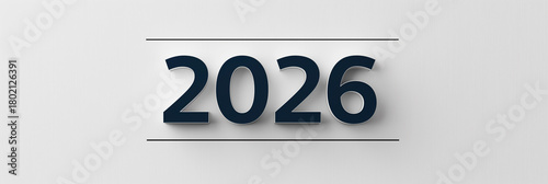 Minimalist modern design featuring the year 2026 in bold lettering for future planning