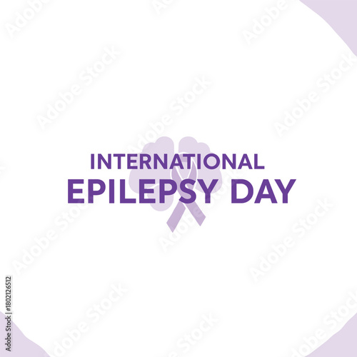 International Epilepsy Day purple ribbon and brain graphic