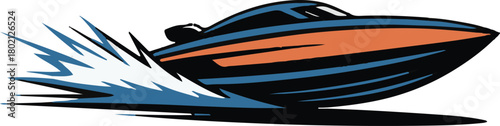 Speedboat Illustration Fast Motorboat Vessel Propulsion Water Splash Graphic Design
