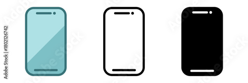 Smartphone Icon Set – Color, Outline and Silhouette Vector