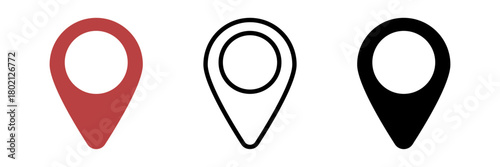 Map Pin Icon Set – Color, Outline and Silhouette Vector