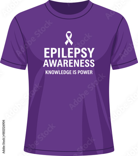 Purple T-Shirt for Epilepsy Awareness with "Knowledge is Power"
