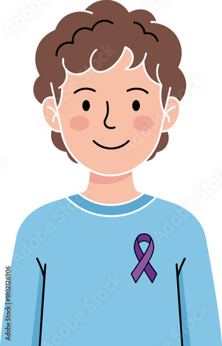 Child with Purple Ribbon for Epilepsy Awareness