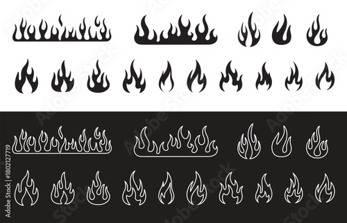 Ignite your designs with these dynamic flame vectors great for logos, tattoos, or edgy graphics