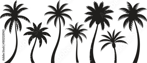 Dreamy tropical getaway with elegant palm tree silhouettes swaying gently in the warm breeze
