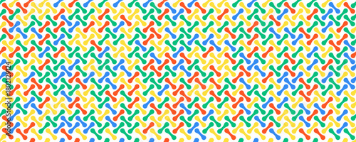 Bright geometric seamless pattern with playful rounded shapes. Repeating colorful elements create a cheerful energetic background