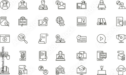  finances thick line art icons set Free Vector