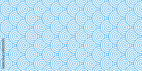 Minimal abstract repeat spiral flow overlap geometric fashion element floral seamless pattern with blue wave overlapping circles fabric textile design.	
