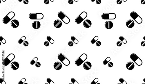 Capsule Pills Icon Seamless Pattern Y_2205006