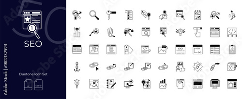 SEO Duotone Editable Icons set