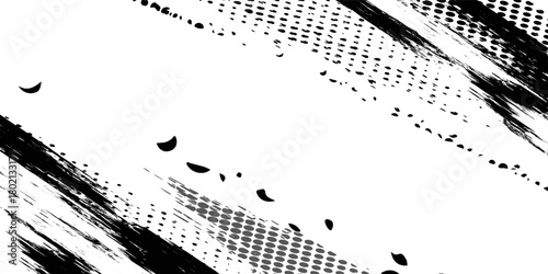 Tire tread marks, wheel textures, tire marks - car racing, motocross, drift, rally, off-road and others. Modern Vector black isolated texture in grunge style