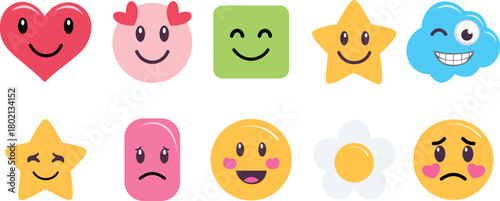 Cute face icons collection for child friendly artwork