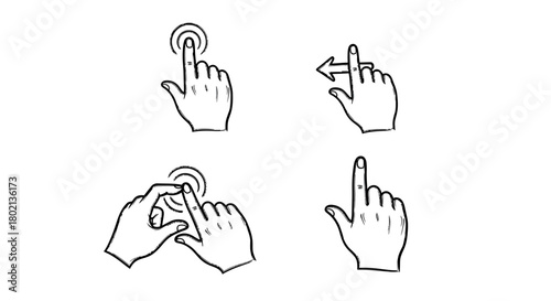 Hand gestures for touchscreen navigation: tap, swipe, pinch, and zoom