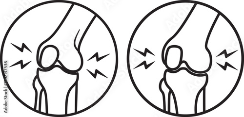 Knee joint pain and arthritis comparison silhouette        