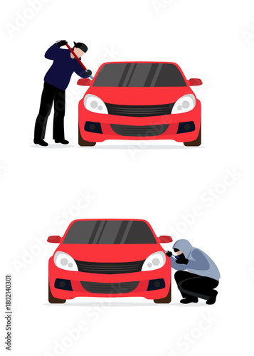 Theft stealing a car stock illustration.