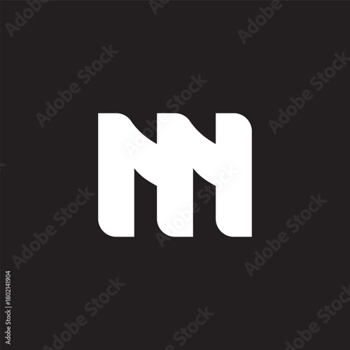 letter mn simple linked curve geometric stripe logo vector
