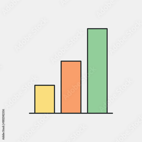 Bar graph showing an upward trend with three bars of increasing height.