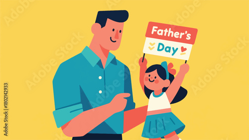 Illustration Of A Child Giving A Father's Day Text To His Father Vector Design Template