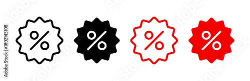 Percentage discount icon set