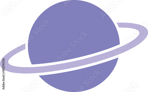 Illustration of a planet with a ring around it, in shades of purple, on a white background.