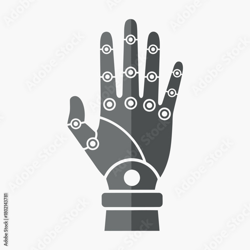 Illustration of a robotic hand with visible joints and a wrist cuff.